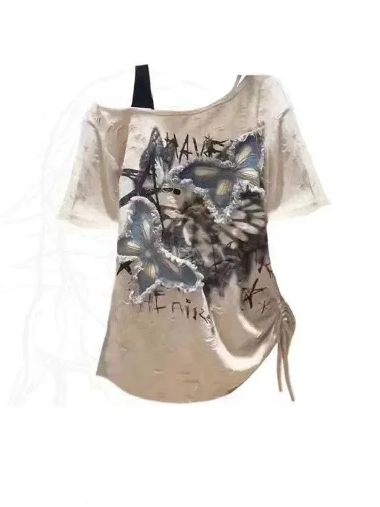 Summer Grunge Clothing - HOUZHOU T-shirt grafiche vintage Donna Harajuku