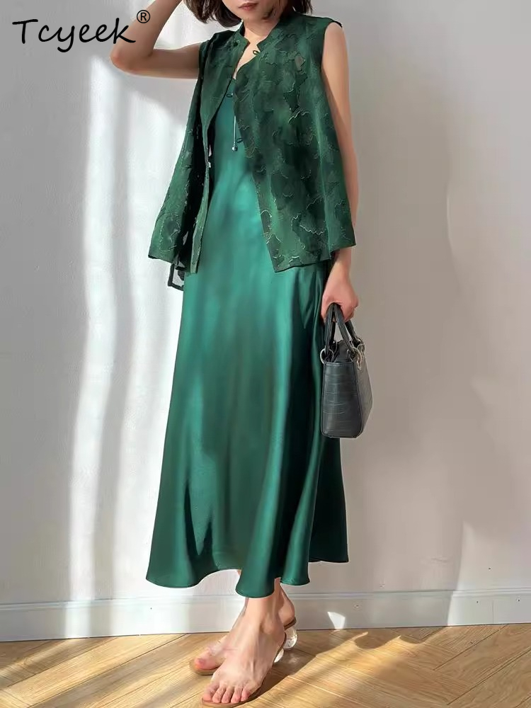 Summer Clothing Colors 2026 - Tcyeek Abito Lungo Estivo in Seta