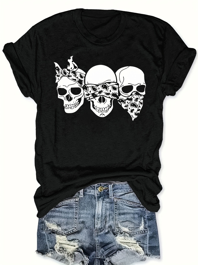 Summer Clothing Trends For Women 2026 - T-shirt Happy Cartoon Skull, vestibilità ampia,